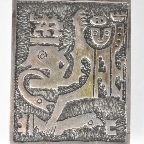 1960's Ecuador 900 Silver Brooch Pin Pendant